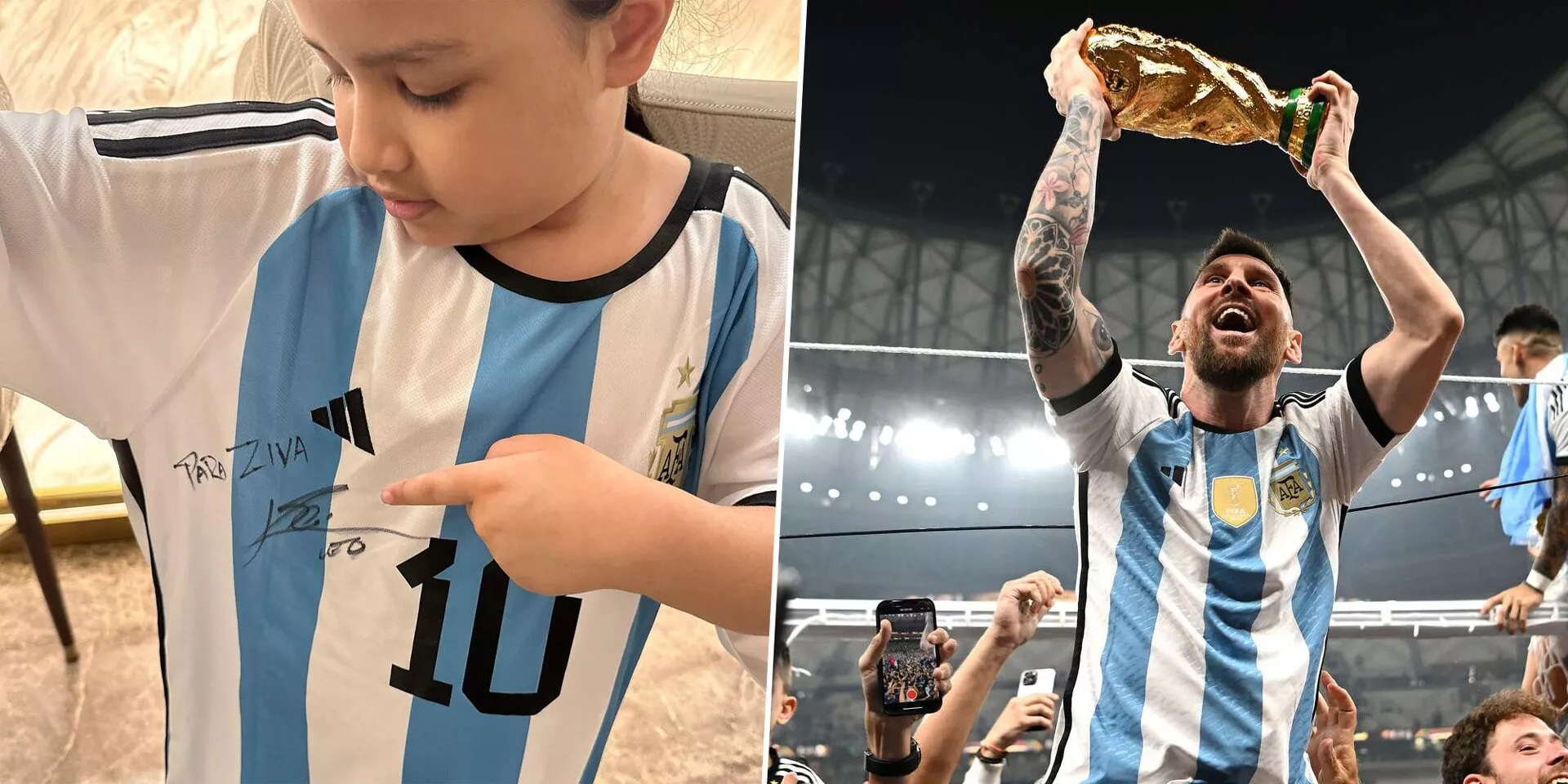 MS Dhoni's daughter flaunts Argentina shirt signed by World Cup winner Lionel Messi