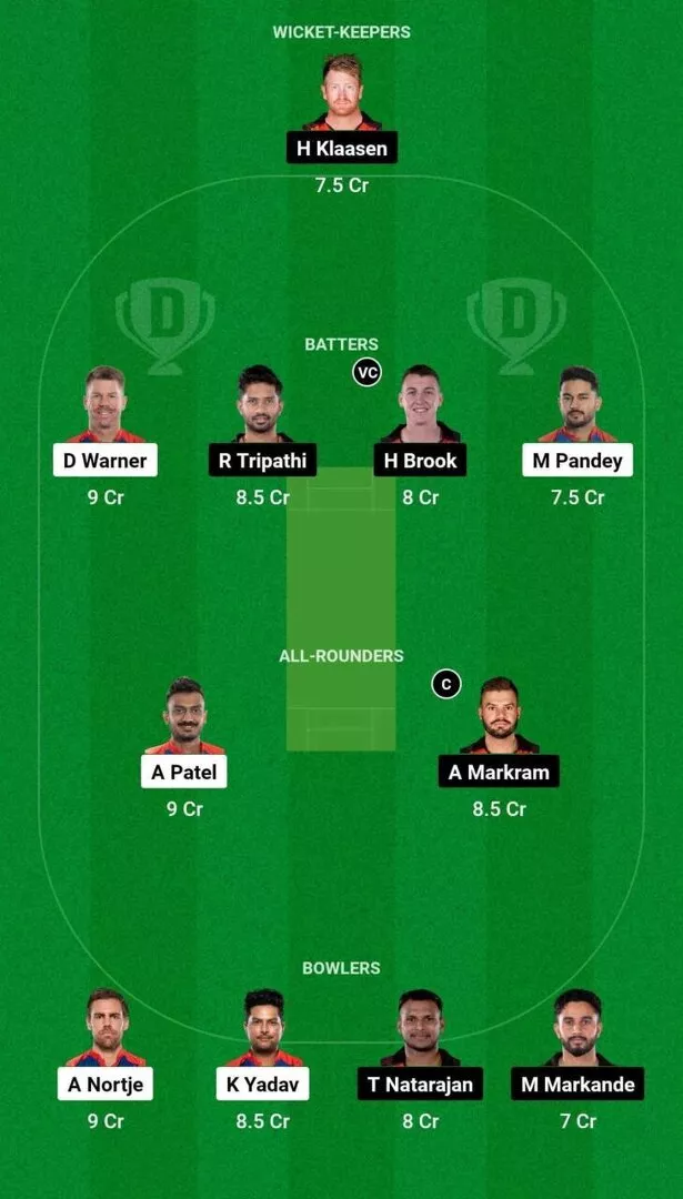 DC vs SRH Dream11 Team 2