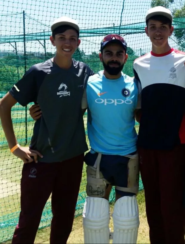 Marco Jansen and Duan Jansen with Virat Kohli in 2018.