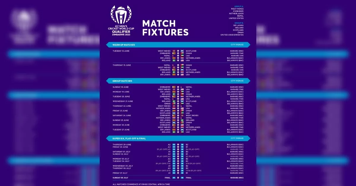 ICC Men's Cricket World Cup Qualifier 2023 schedule announced