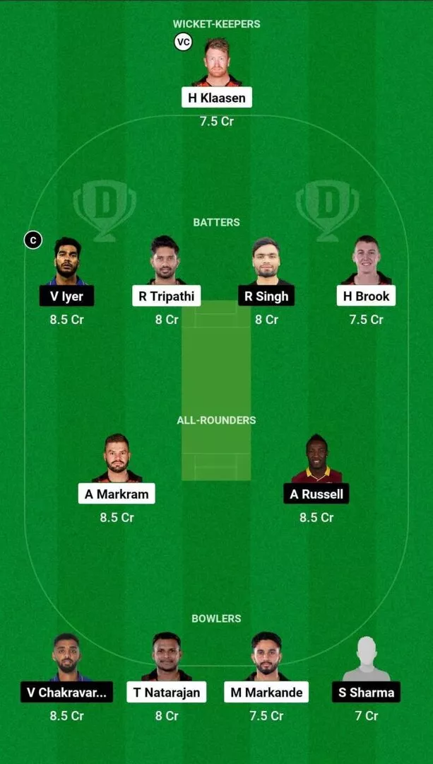 SRH vs KOL Dream11 Team 2