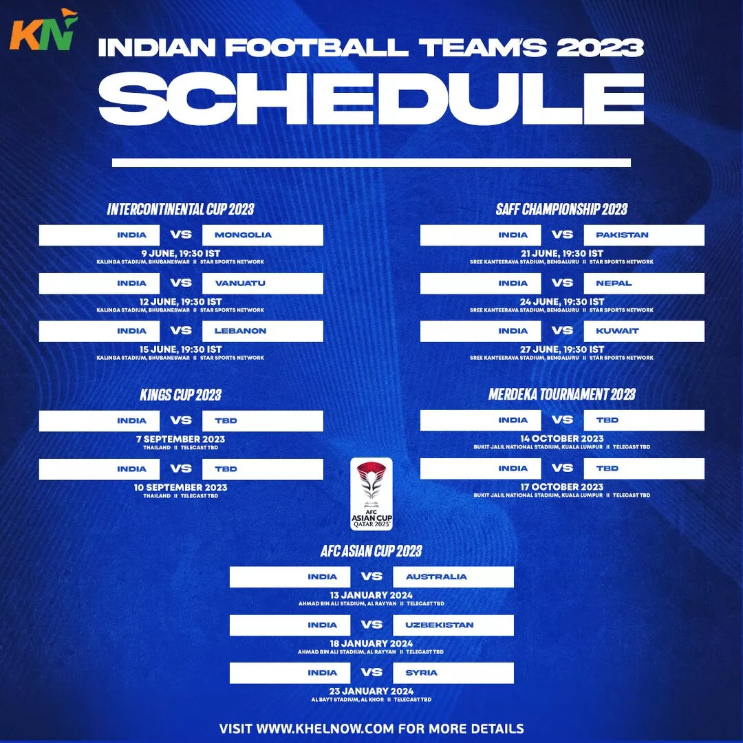 Indian Football Team Schedule