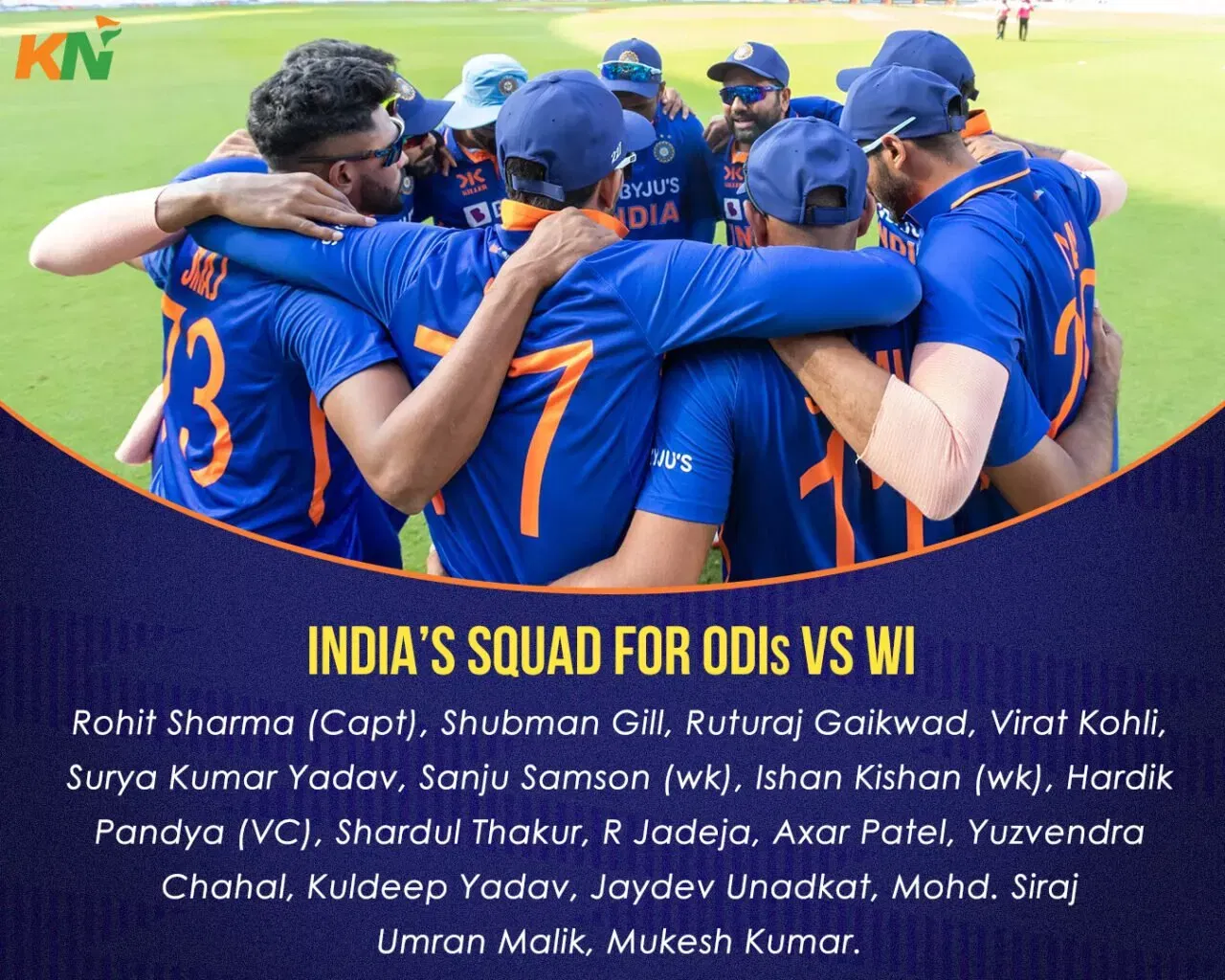India's 17-member squad for the ODI series against West Indies