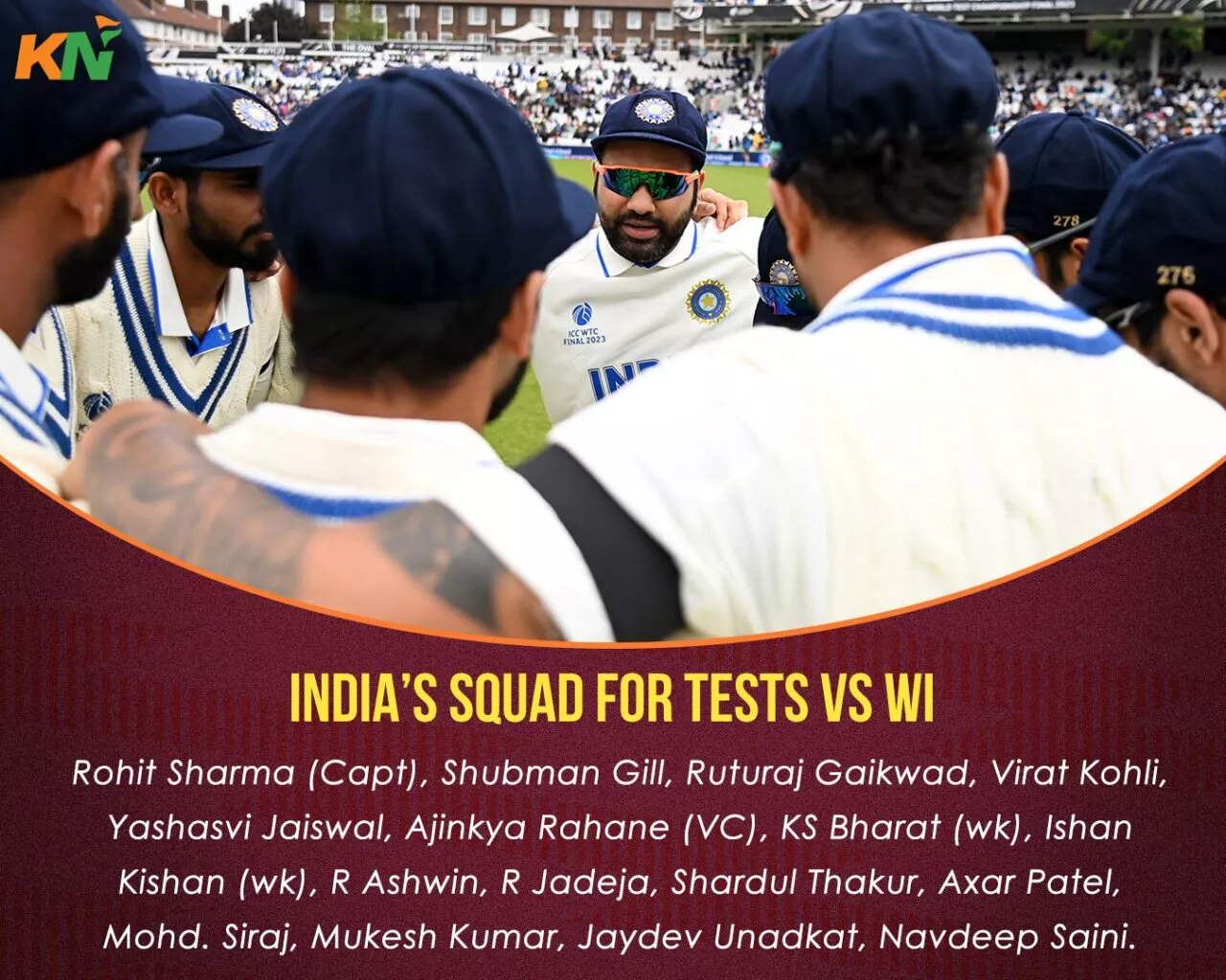 India’s 16-member squad for the West Indies Test series