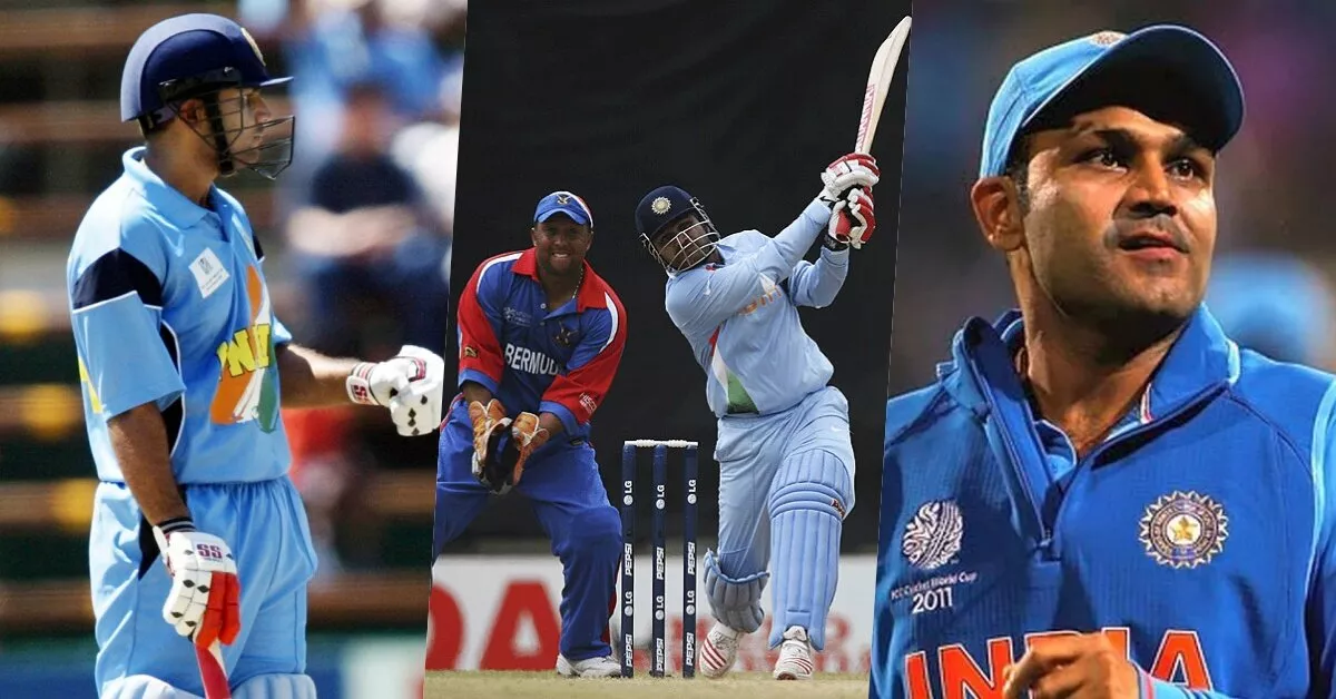 Virender Sehwag was part of all three World Cups from 2003 to 2011.