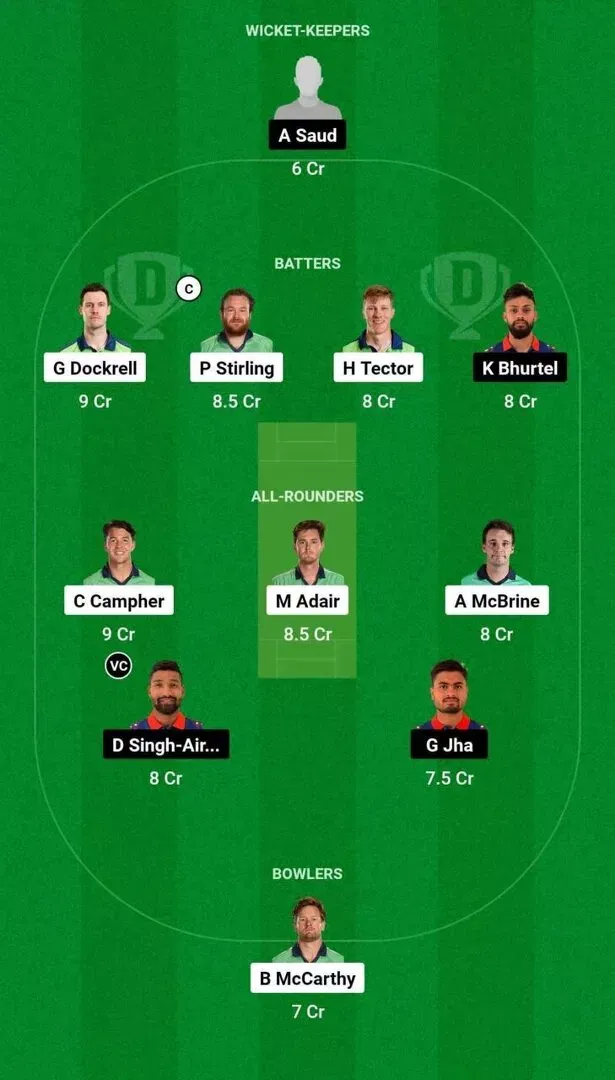 IRE vs NEP Dream11 Team 2