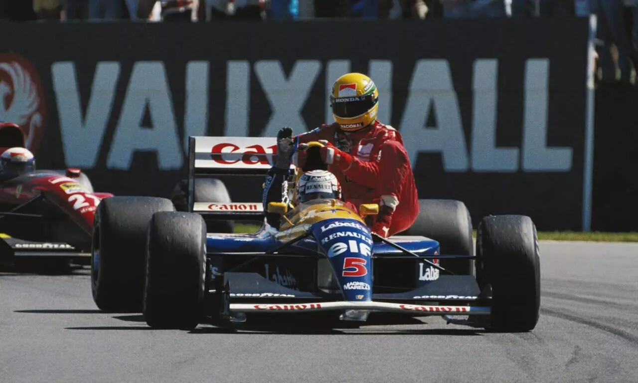 Nigel Mansell dan Ayrton Senna GP Inggris