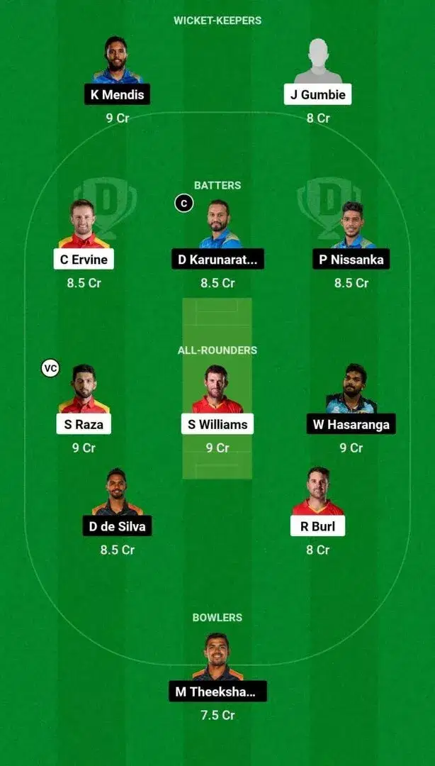 ZIM vs SL Dream11 Team 2