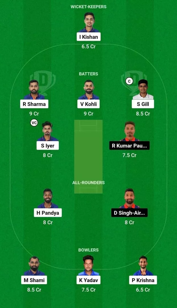 IND vs NEP Asia Cup Match 5 Dream11 Team 2