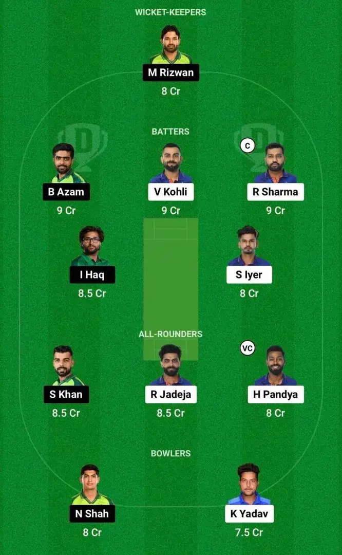 IND vs PAK Dream11 Team 2