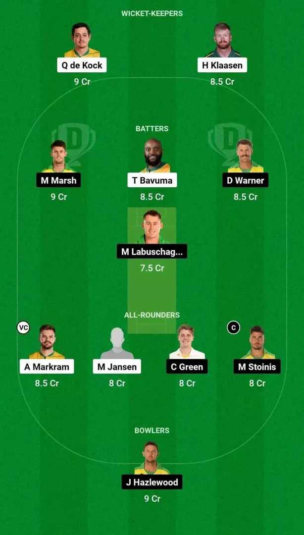 SA vs AUS 2nd ODI Dream11 Team 1