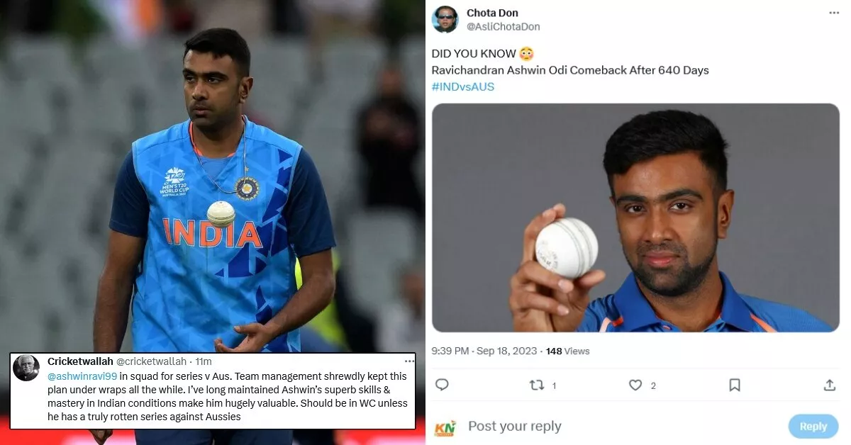 Fans react as Ravi Ashwin makes comeback to Indian ODI team for Australia series