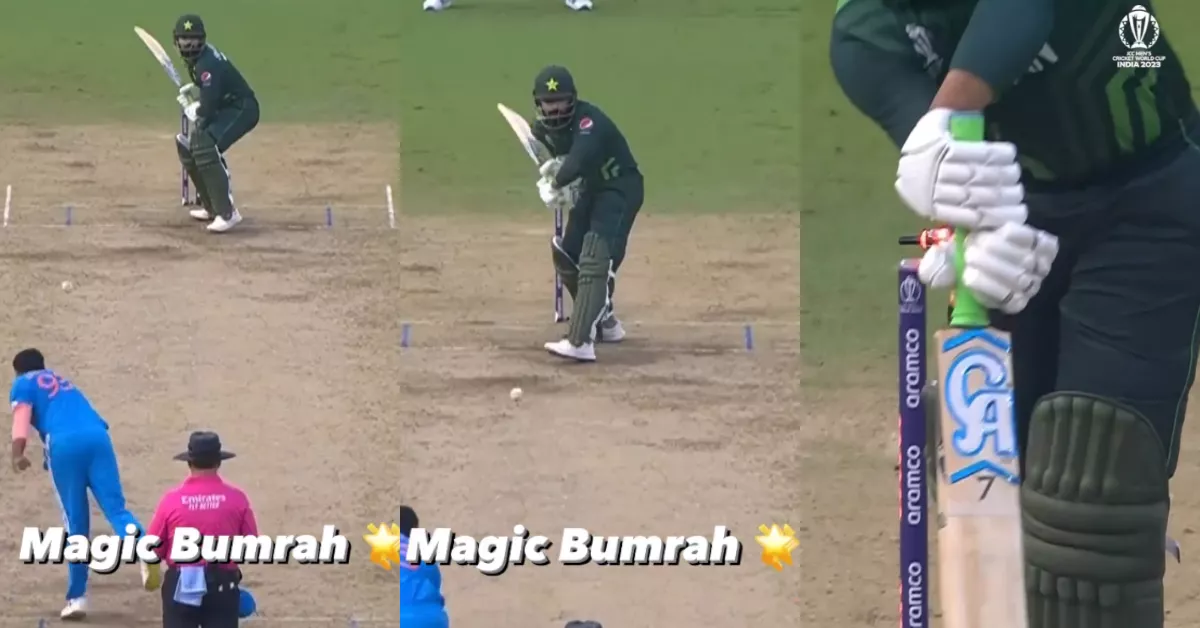 Watch: Jasprit Bumrah uproots Shadab Khan's stumps in IND vs PAK CWC 2023 match