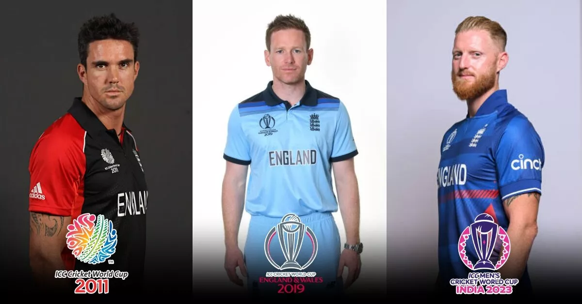 Photos of all jerseys used by England Cricket Team in ICC Cricket World Cup (1992-2023)