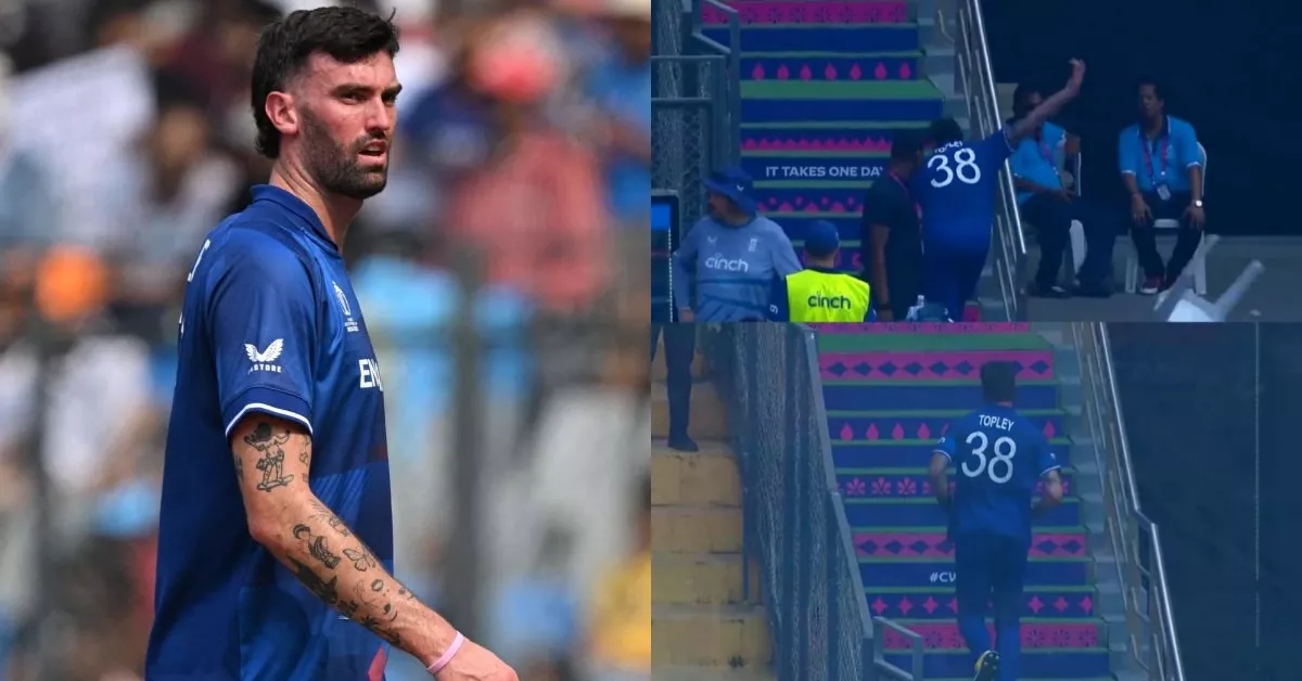 Reece Topley finger injury: England bowler throws chair in disappointment while being taken back to dressing room