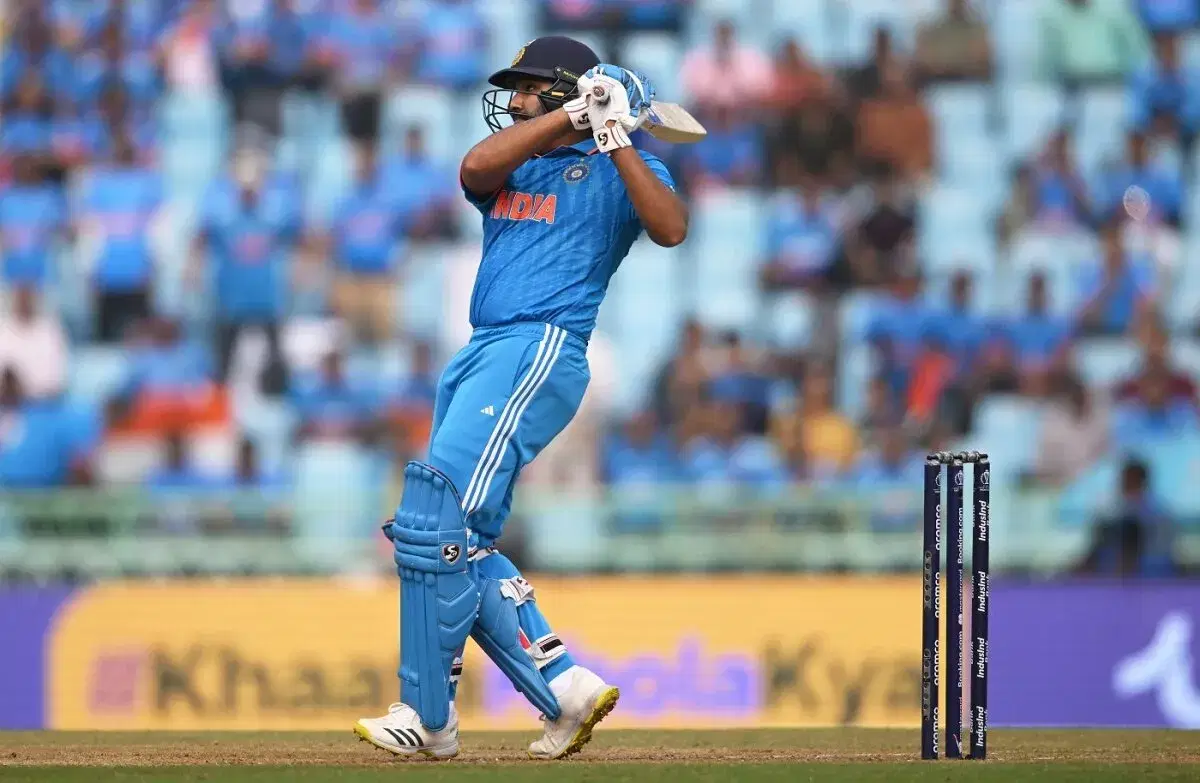 Rohit Sharma batting in the ICC Cricket World Cup 2023