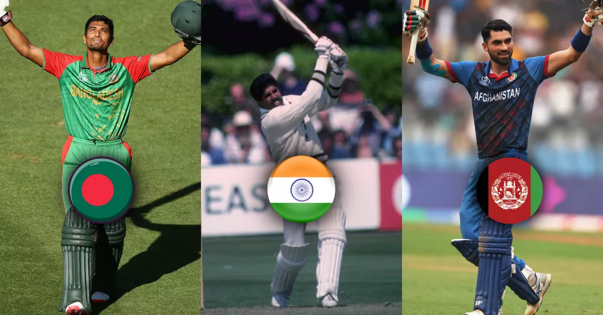 First batsman from each country to hit a century in ICC Cricket World Cup