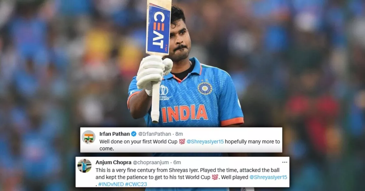 Twitter reacts as Shreyas Iyer hits his maiden century in ICC Cricket World Cup
