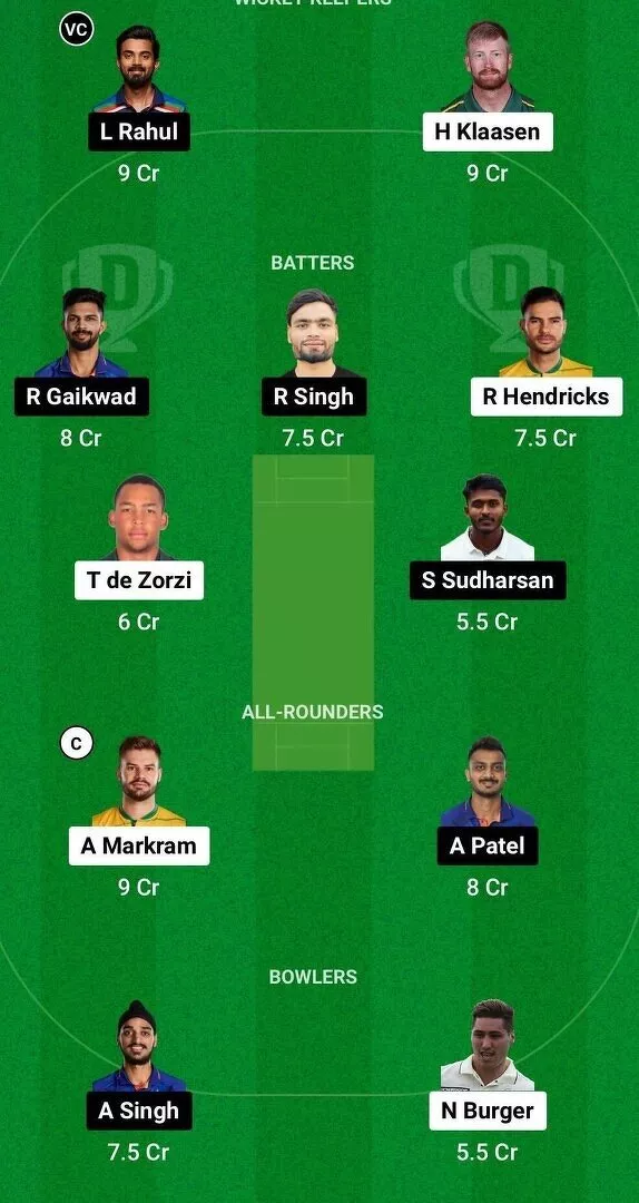 IND vs SA 3rd ODI Dream11 Team 1