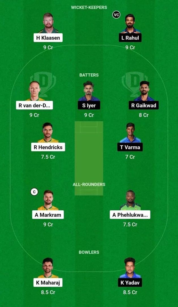 SA vs IND 1st ODI Dream11 Team 1