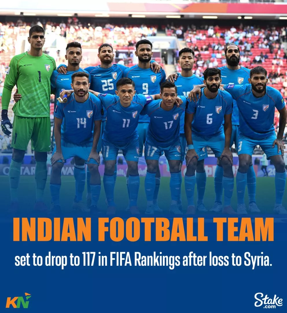 Report Indian football team set to drop six places in FIFA Rankings