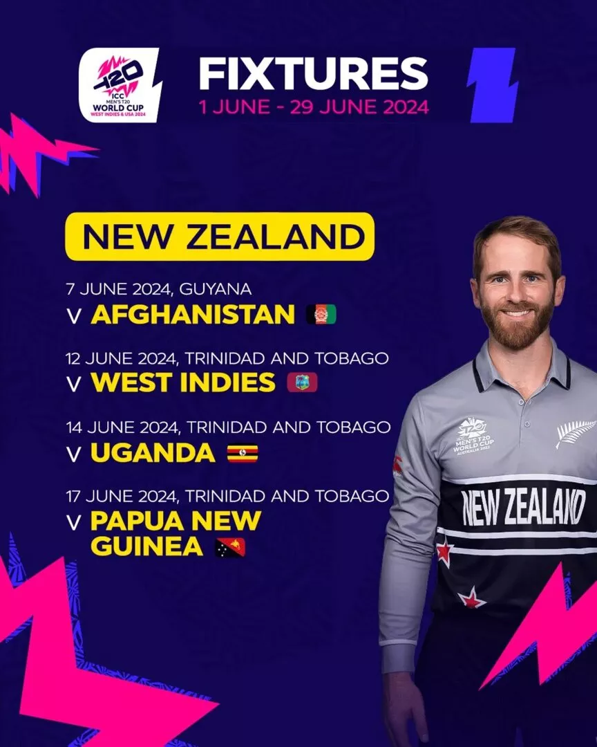 new zealand t20 world cup schedule 2024