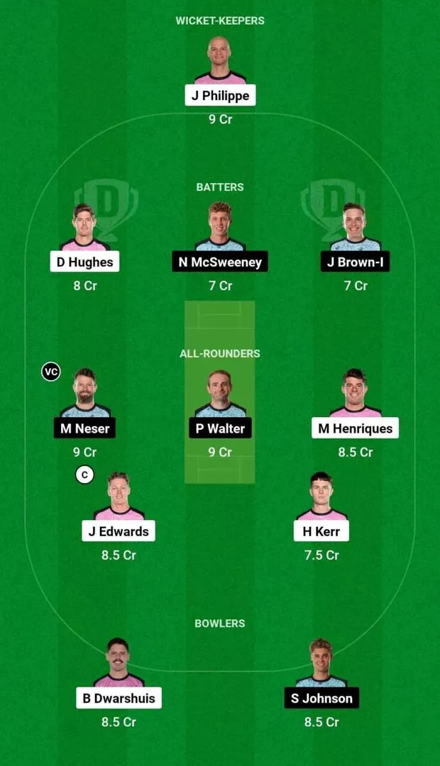 SIX vs HEA Dream11 Team 1 BBL 2023-24 final