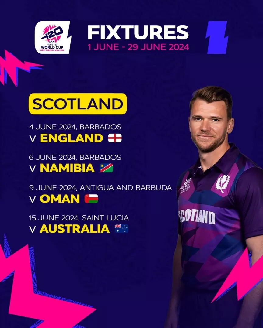 Scotland fixtures for ICC T20WC 2024