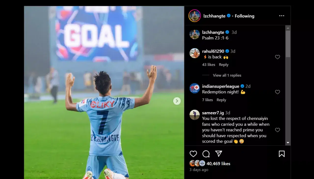 LALLIANZUALA CHHANGTE INSTAGRAM INDIAN FOOTBALL TEAM ISL MUMBAI CITY FC