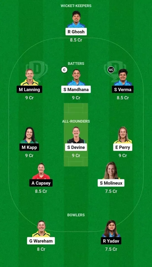 BAN-W vs DEL-W WPL 2024 Dream11 Team 1
