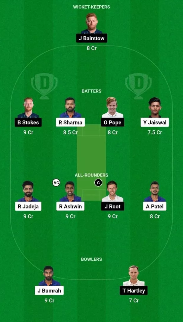 IND vs ENG 3rd test 2024 Dream11 Team 1