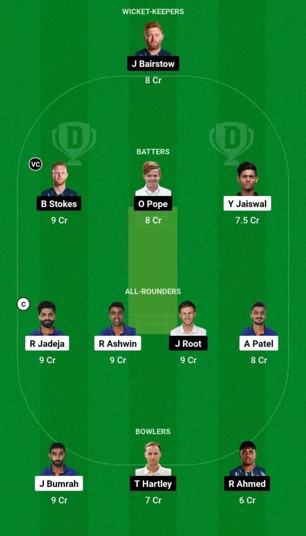 IND vs ENG 3rd test 2024 Dream11 Team 2