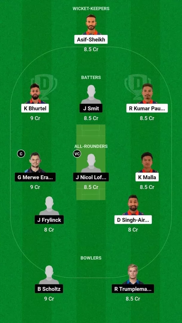 NEP vs NAM Dream11 Team 1