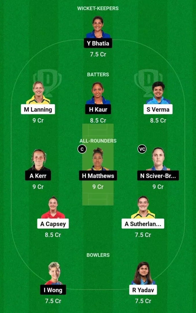 DEL-W vs MUM-W Dream11 Team 2.