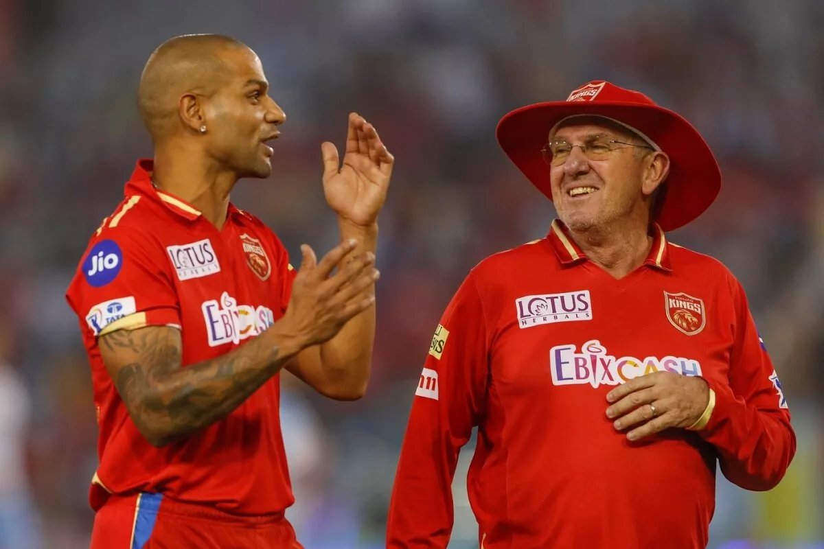 PBKS head coach Trevor Bayliss with captain Shikhar Dhawan