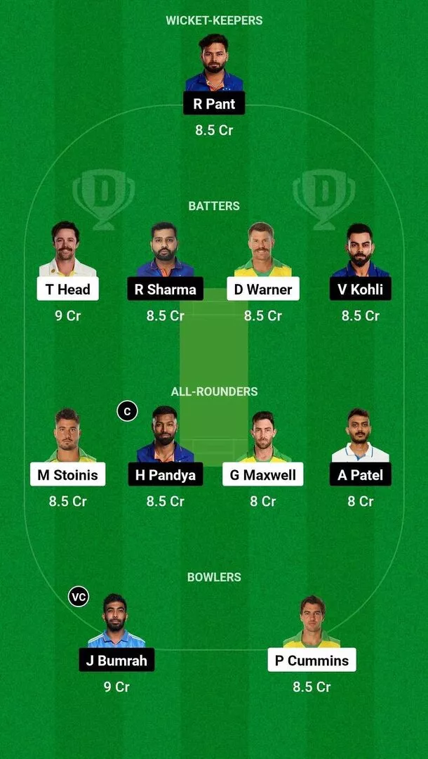 IND vs AUS T20 WC 2024 Dream11 Team 1