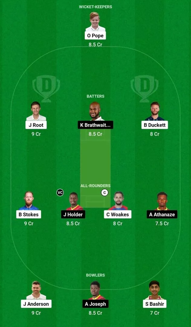 ENG vs WI 1st Test 2024 Dream11 Team 1