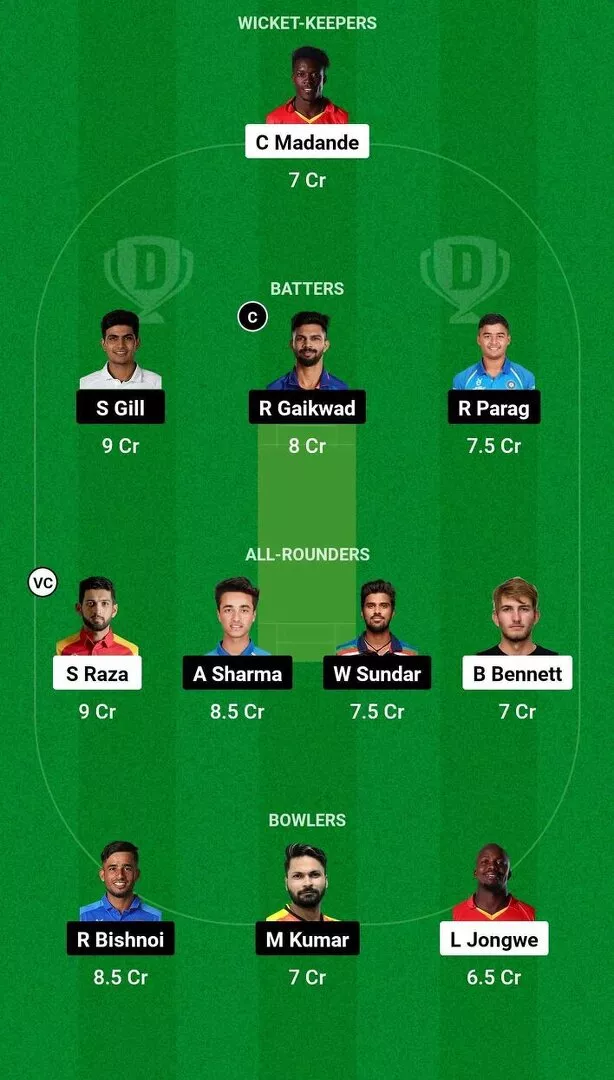 IND vs. ZIM erstes T20I 2024 Dream11 Team 2