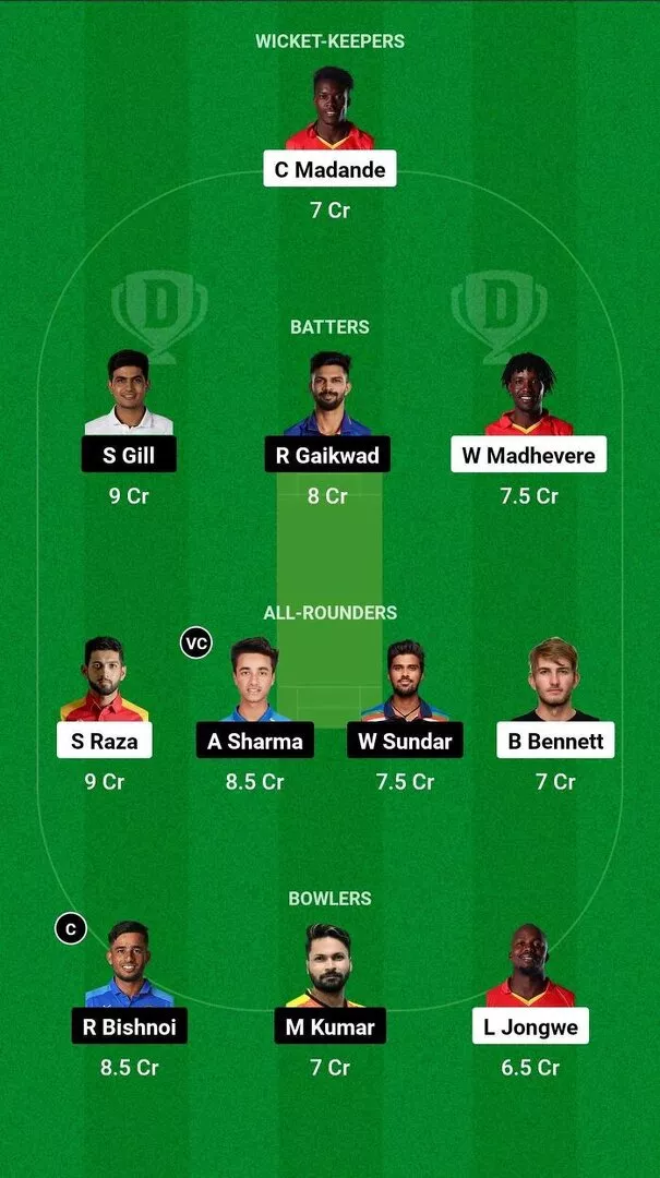 IND vs ZIM 2nd T20I 2024 Dream11 Team 2