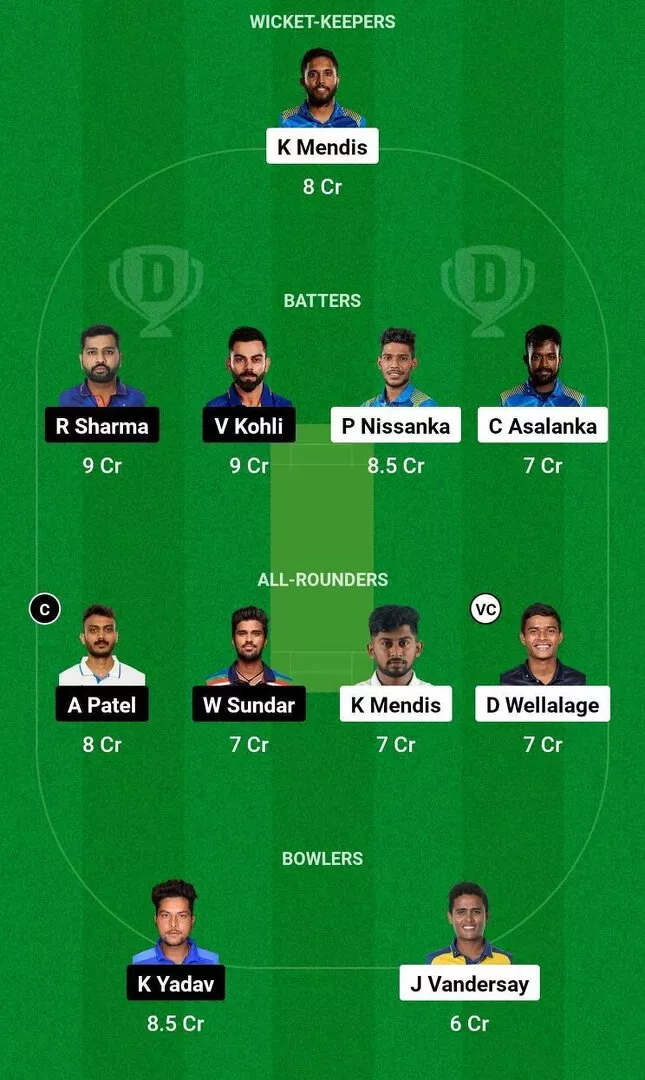 IND vs SL ODI ke-3 2024 Tim Dream11 2