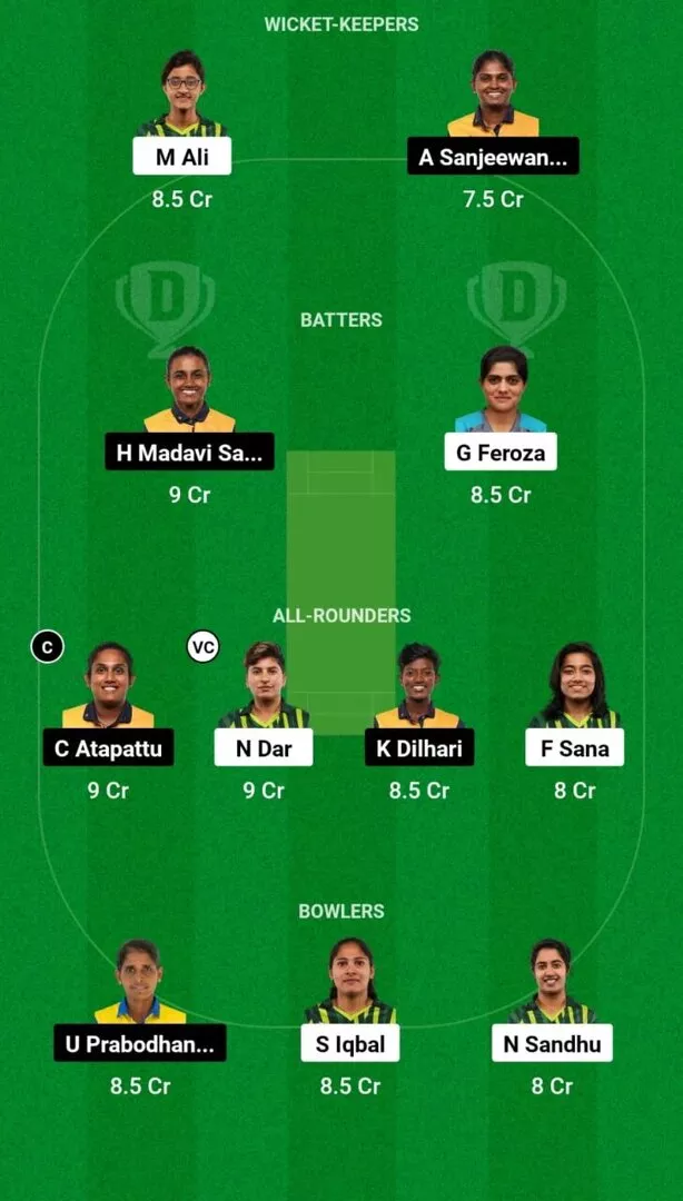 PK-W vs SL-W Match 2 Dream11 Team 1