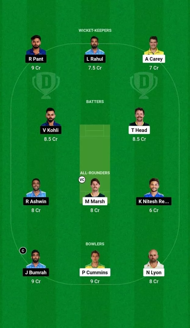 AUS vs IND 1st test 2024 Dream11 Team 2