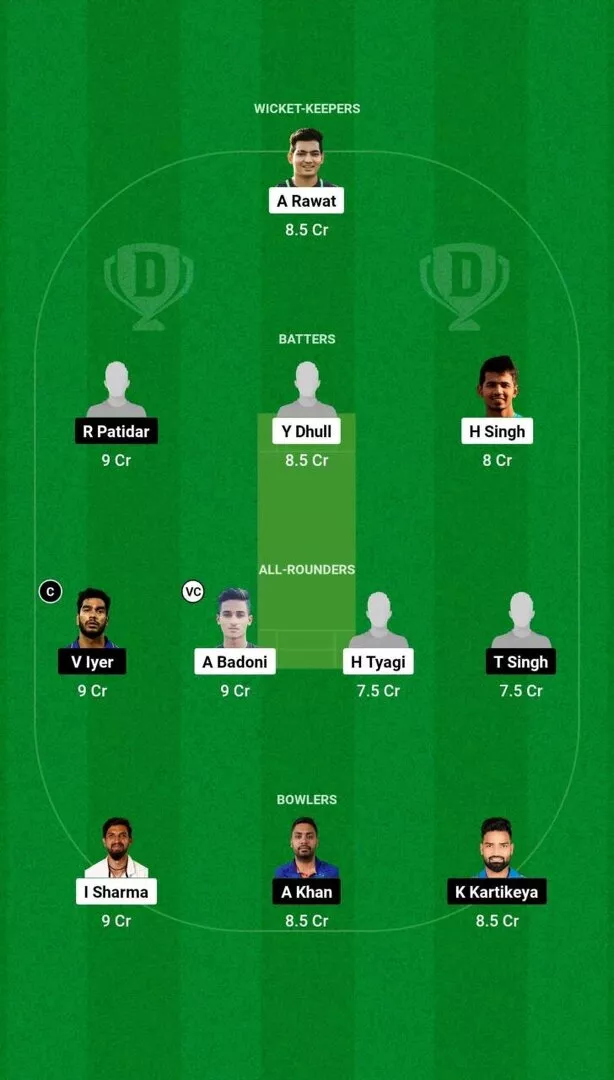 DEL vs MP Dream11 Team 1