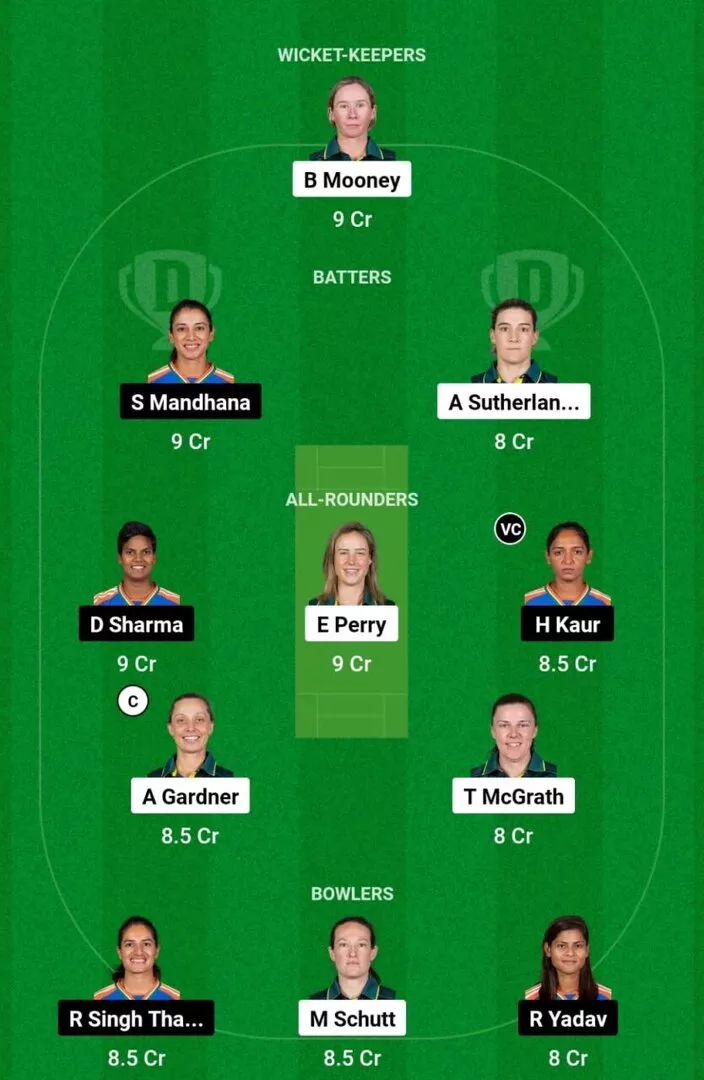 AU-W vs IN-W 1st ODI 2024 Dream11 Team 1