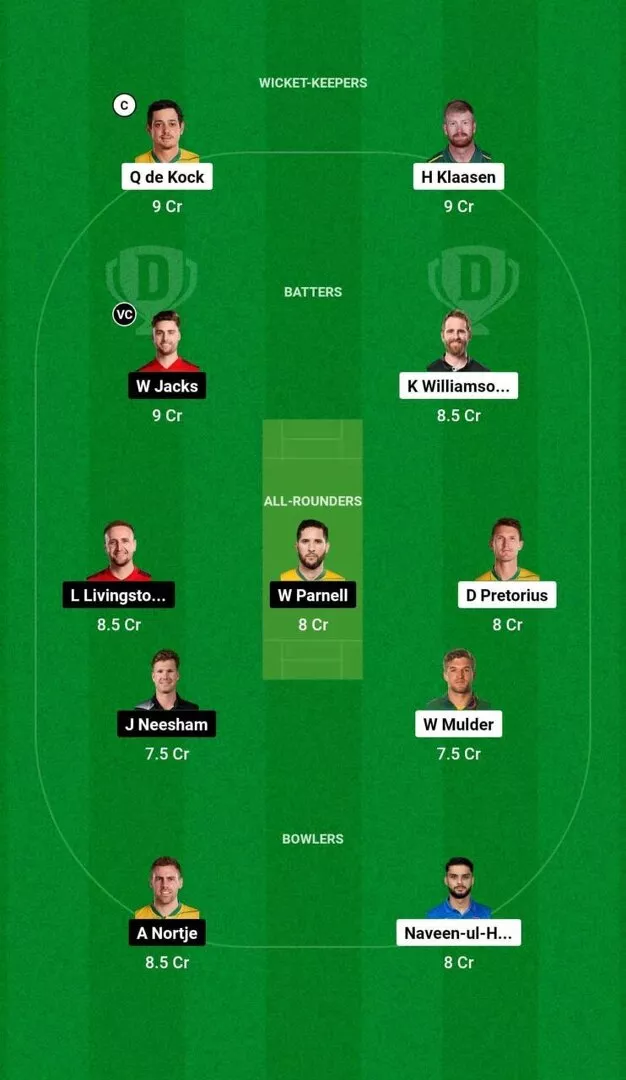 DSG vs PC SA20 2025 Dream11 Team 1