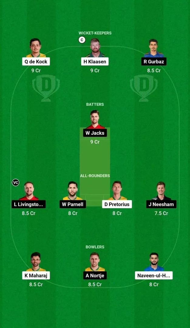 DSG vs PC SA20 2025 Dream11 Team 2