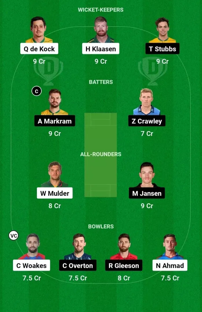 DSG vs SEC Dream11 Prediction SA20 2025