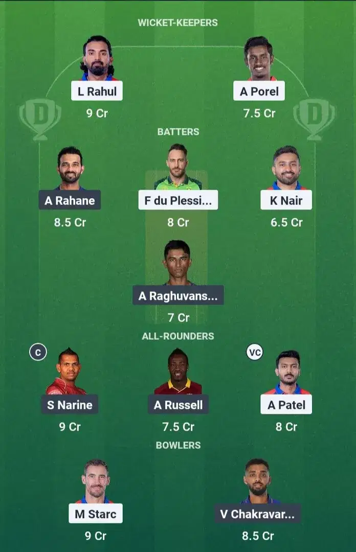DC vs KKR Dream11 Prediction, Dream11 Playing XI, Today Match 48, IPL 2025 (Indian T20 League)