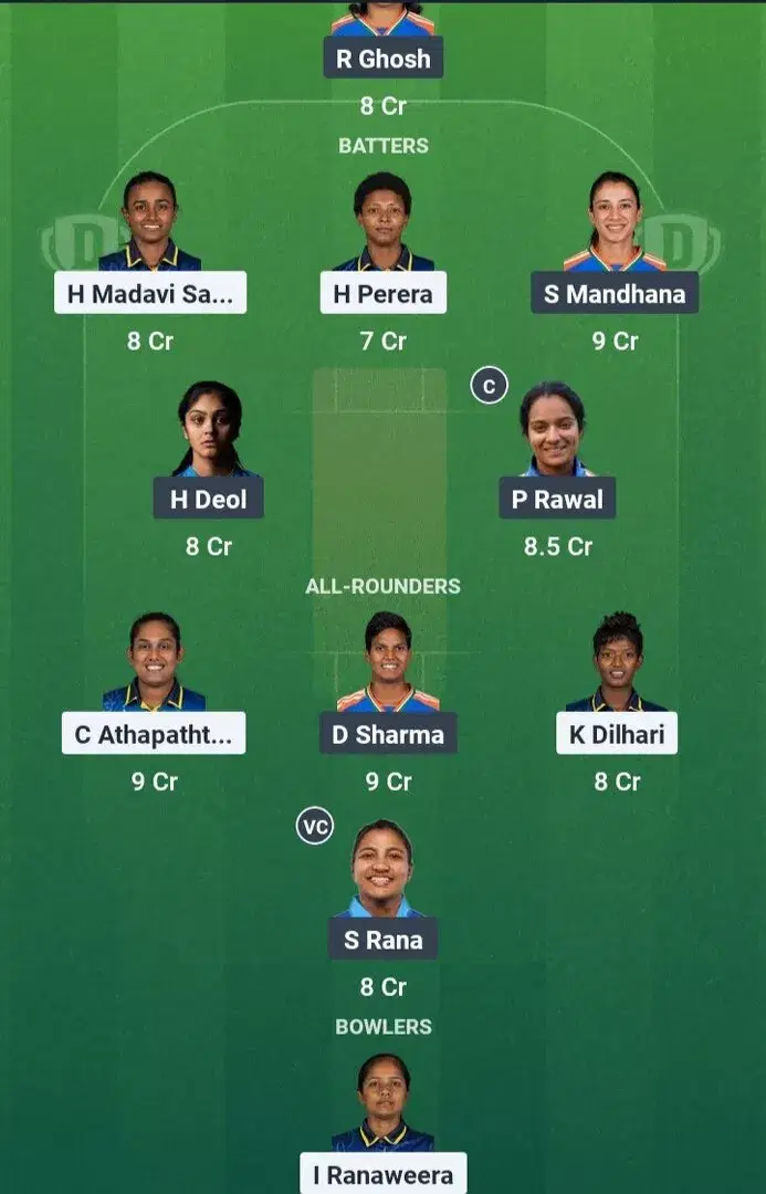 SL-W vs IN-W Dream11 Prediction, Dream11 Playing XI, Today Match 4, Sri Lanka Women's ODI Tri Series 2025