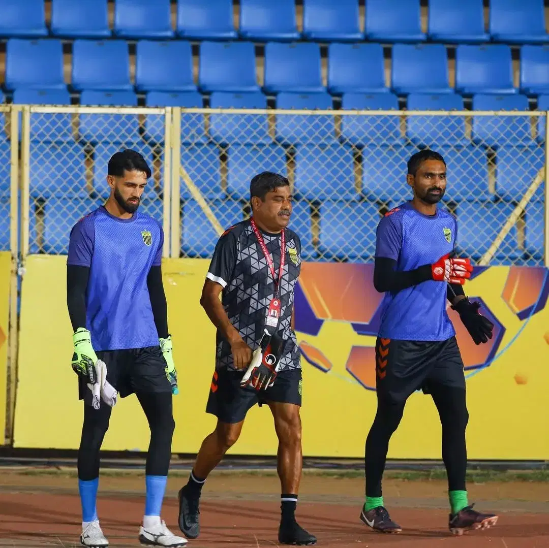 Hyderabad FC goalkeeper Arshdeep Singh with Karanjit Singh